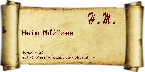 Heim Mózes névjegykártya